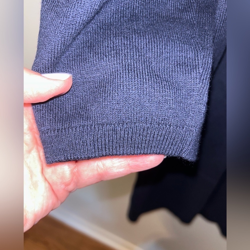 J. Jill Knit Dress NWT Navy Blue Simple ribbed detail at neck, wrist and hem L - Picture 12 of 13